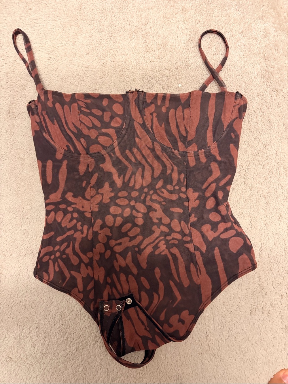 Good American Brown & Black Abstract by Print Bodysuit